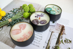 Candela <span class=keywords><strong>in</strong></span> vaso di cera di soia con <span class=keywords><strong>pietra</strong></span> colorata lucky stone factory a buon mercato can DIY - Product Image 6