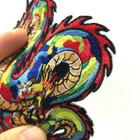 Écussons brodés personnalisés colorés en forme de dragon, grande taille, avec fixation auto-agrippante, pour vestes, sacs et projets DIY