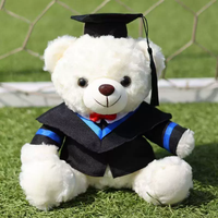 Ours de graduation super doux en peluche, avec toge académique, cadeau commémoratif, rembourrage en coton, logo brodé personnalisé