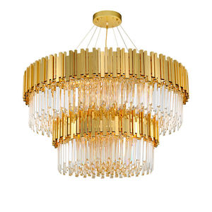 Éclairage moderne <span class=keywords><strong>Lustre</strong></span> de luxe Intérieur Salon LED Cristal K9 Plafonnier Métal Rond Hôtel Verre Pendentif Lumières - Product Image 1