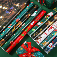 Papier d'emballage de Noël de haute qualité en gros, imprimé, recyclable, pour bouquets cadeaux, décoration et emballage de cadeaux