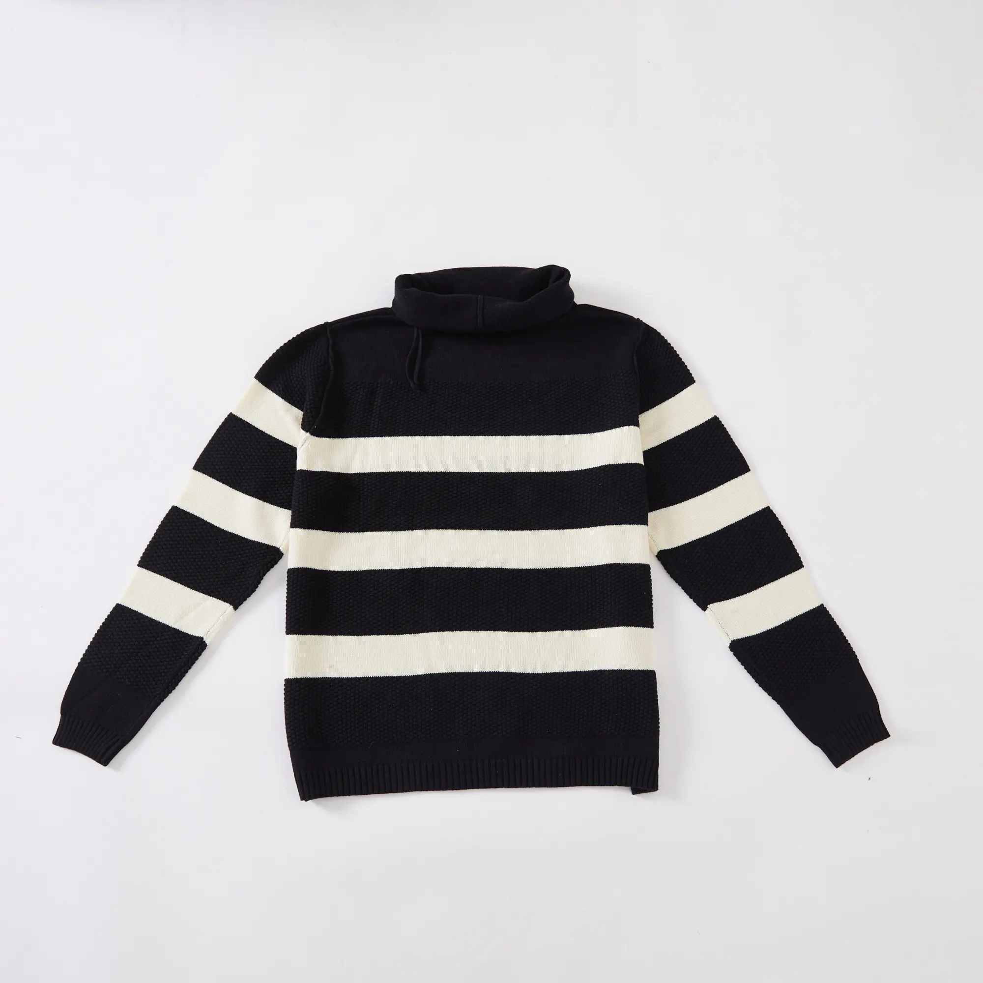 Designer High Quality Vintage Cotton Sweater Knit Jumpers Jersey Fancy Stripes Men Pullover Turtle Neck Knitted Sweater Men