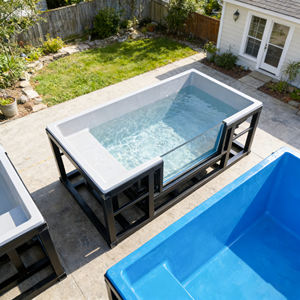 Piscina Portátil con Estructura de Fibra de Vidrio Resistente y Panel de Visión Transparente, Piscina Infantil Duradera - Product Image 6