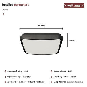 Aluminium <span class=keywords><strong>de</strong></span> haute qualité à l'extérieur Ip65 plafonnier étanche à cloison monté en surface carré 24w Led applique murale extérieure - Product Image 6