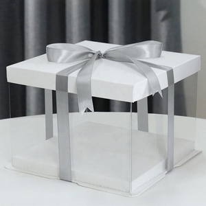 Custom Disposable Wedding Birthday White Round Package Transparent Cake <b>Box</b> - Product Image 4