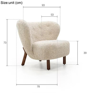 Fauteuil en laine d'agneau style loisirs simples avec repose-pieds, fauteuil simple style crème mignon, canapé paresseux pour salon et chambre - Product Image 6