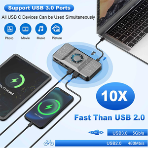 Ofiyaa USB 3.0 <span class=keywords><strong>Docking</strong></span> Station H1 phổ máy tính xách tay Hub với RGB quạt làm mát cho Windows Mac <span class=keywords><strong>Android</strong></span> hỗ trợ Mac M1 chip - Product Image 5