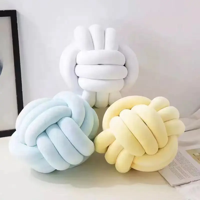 Nordic Hand Knot Solid Color Soft Spandex Ball Pillows For Home Sofa Bedroom Decoration Thorw