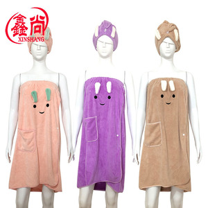 Conjunto de Bata de Baño con Orejas de Conejo Xinshang, Color Morado, para Adultos, de Forro Polar de Poliéster, de Secado Rápido, para Uso Doméstico - Product Image 2