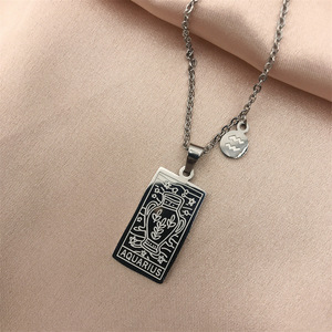 Collar con Colgante Cuadrado de Acero Inoxidable Personalizado al por Mayor <span class=keywords><strong>2022</strong></span>, con Piedra de Nacimiento <span class=keywords><strong>y</strong></span> Signo del Zodiaco - Product Image 3