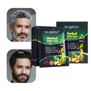 แชมพูย้อมผมสีดำถาวรผมขาวเทาพร้อมผ้าคลุมสมุนไพรออร์แกนิค - Product Image 1