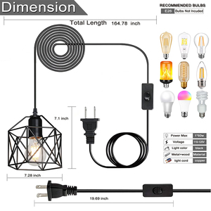 Petite suspension de cuisine en fer, luminaire suspendu avec abat-jour en cage métallique, design simple - Product Image 5