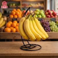 Supports à bananes et crochets à fruits en fil de fer noir pour comptoir de cuisine, avec installation facile et conception flexible