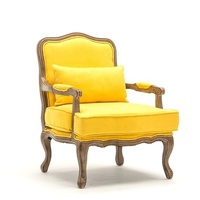 AH-1011, chaise de salle à manger rembourrée vintage salon canapé simple en bois français chaise de loisirs sculptée en bois américain Europe