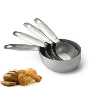China Supplier Baking Tools 4 Piece Set Stainless Steel Creative Kitchen Gadget Thickening Measuring Cup Measuring Spoon