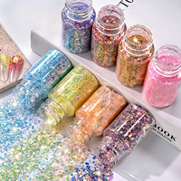 Paillettes holographiques éclatantes pour ongles, 8 pots de tailles variées, flocons irisés scintillants pour la décoration des ongles DIY et les fournitures de manucure en salon