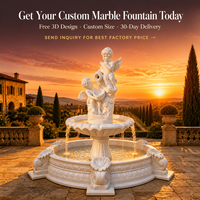Fontaine d'ange en marbre naturel sculpté à la main, à deux niveaux, style baroque européen, pour villa, jardin, hôtel, cour.