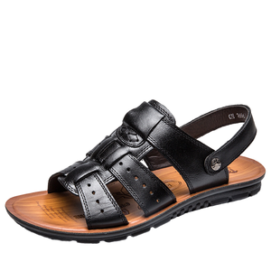 high quality Size 38-47 Fashion Design Wholesale retro Style Casual Men Leather Anti-<b>Slip</b> Sandals <b>Slippers</b> Cow Leather <b>slippers</b> - Product Image 1