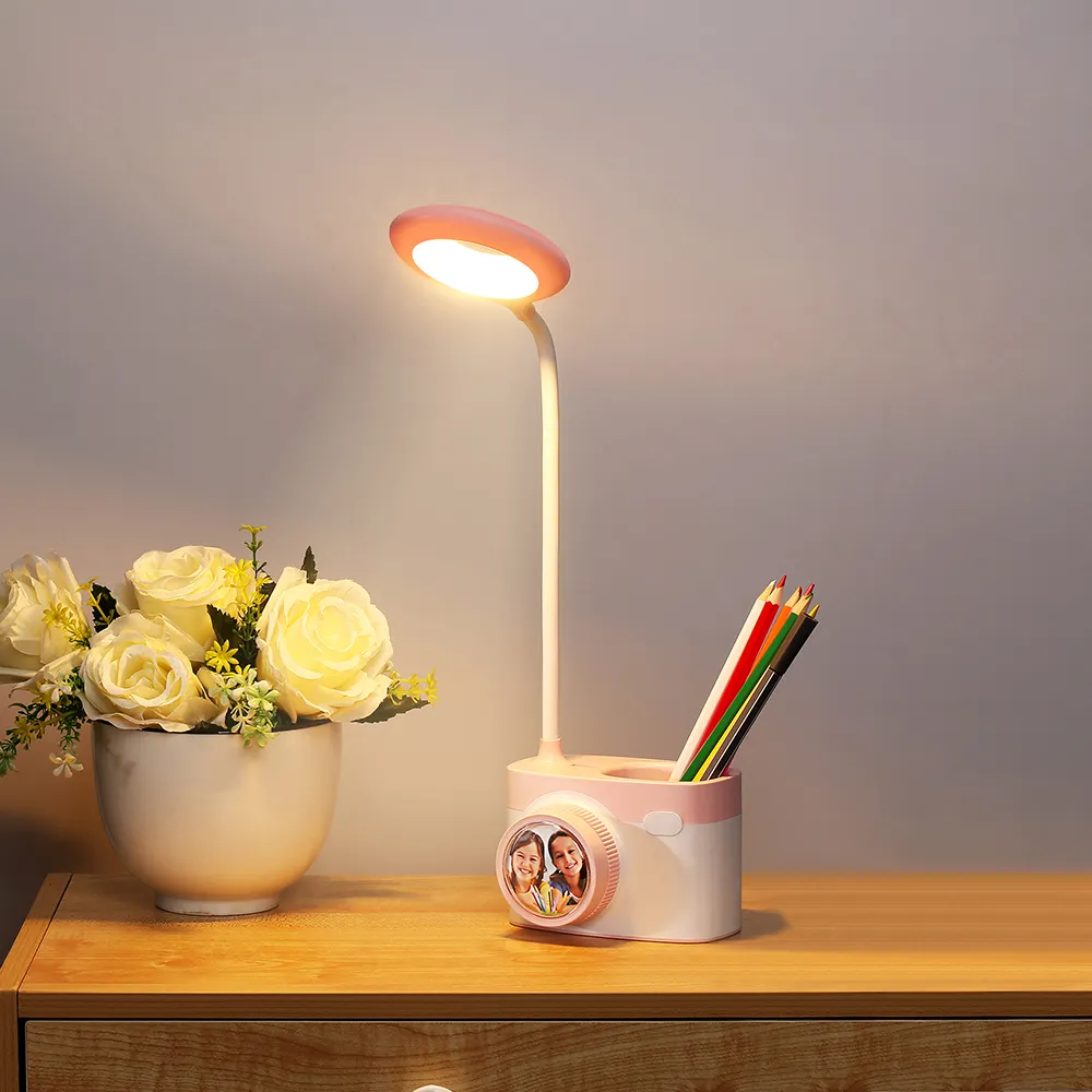 Cute USB Adorable camera shape silicone LED night light solar desk lamp with Touch Sensor LED Table Lamp
