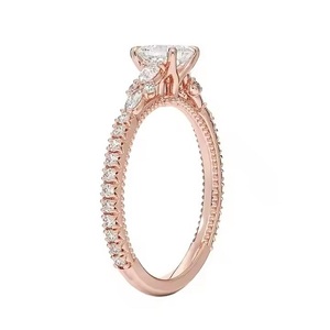 Anillo de moissanita creado con corte Ascher, joyería de compromiso de boda Halo de Plata de Ley 925, anillo de moissanita Micro pavé para mujer - Product Image 3