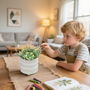 Planta Suculenta Artificial de Plástico con Maceta - <span class=keywords><strong>Cactus</strong></span> Artificial para Decoración de Escritorio en Casa, Regalo al por Mayor para Cumpleaños y Graduación - Product Image 3