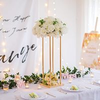 Décorations de Mariage de Haute Qualité Colonne Rectangle Haute Support de Fleurs en Fer Métallique Doré pour Centre de Table