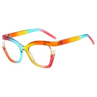 Nouvelles Lunettes Anti-Lumière Bleue pour Femmes, Monture Œil de Chat Vintage Perle Violette, Verres Transparents, PC Coloré de Marque pour Femme