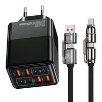 Chargeur mural USB-C PD 240W 8 ports avec prise EU US UK, charge rapide GaN 240W Type-C, charge rapide QC3.0, adaptateur mural USB Type-C