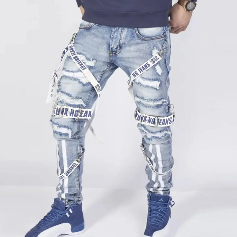 Mens Stacked Rippedjeans Stylish Jeans For Men High Quality Mens Designer Jeans
