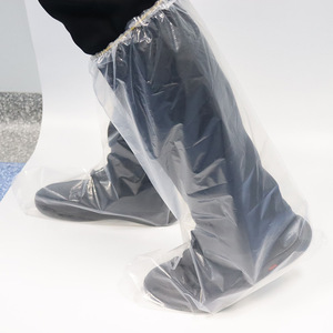 Penutup sepatu bot panjang sekali pakai, penutup sepatu bot PE anti air medis 100 pasang, plastik hdpe tidak licin - Product Image 3