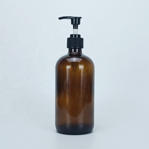 Stocked 4oz 8oz 16oz 250ml 500ml Recycled <b>Empty</b> Hotel Clear Amber Glass Boston Shampoo <b>Bottle</b> With Pump Head - Product Image 3