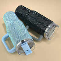 Gobelet isotherme premium 40 oz avec strass, tasse élégante avec poignée, idéal pour les cadeaux de fêtes et la consommation quotidienne