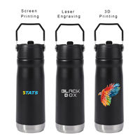 Botella de agua de 550ml y 650ml con asa de transporte, tapa abatible con pajita, correa de mano, vaso térmico, termo, copa para gimnasio