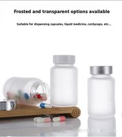 Bouteille en verre givré avec couvercle, flacon transparent scellé pour médicaments, pilules, poudres, compléments alimentaires, emballage de Cordyceps