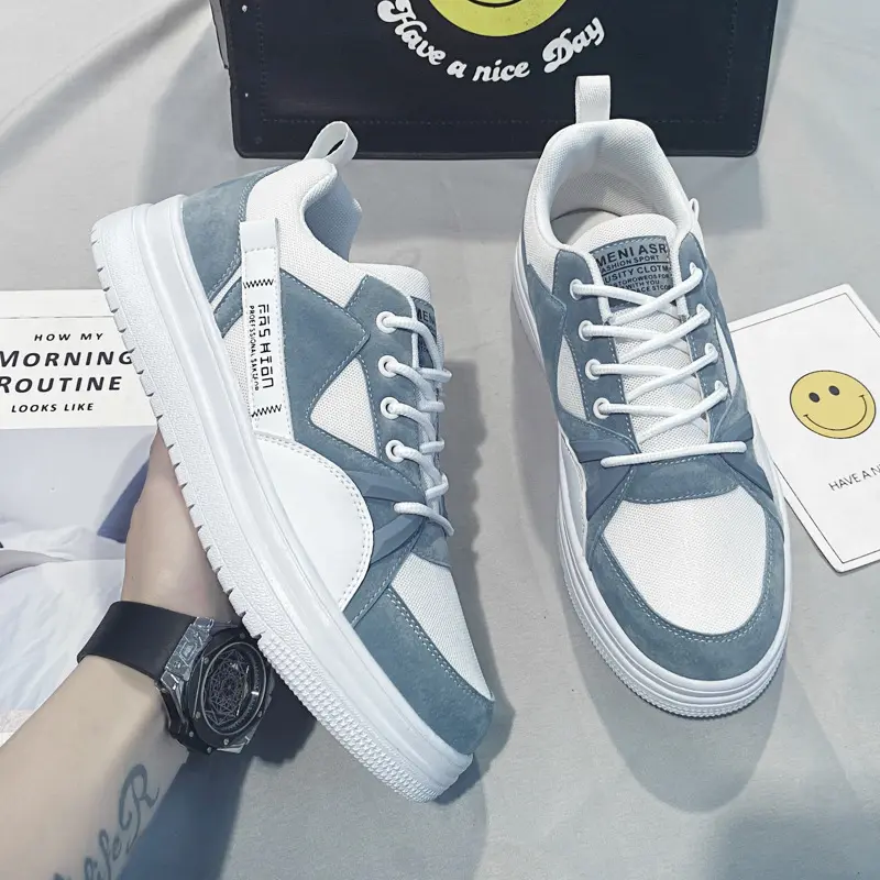 Sneaker pria, sepatu kets gaya berjalan rajut sepatu olahraga kasual untuk pria