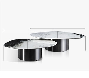 Moderne minimalist ische Wohnzimmer möbel, irrationaler künstlicher weißer Marmor-Metallrahmen, Couch tisch, Hotel-Wohnkultur - Product Image 4