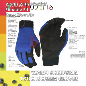 Guantes de Invierno de Piel de Vacuno para Hombre y Mujer, Suaves y Cálidos, Compatibles con Pantalla Táctil, Forrados de Cachemira, Cierre de Gancho y Bucle - Product Image 2