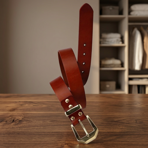 Ceinture unisexe en cuir de vachette véritable BS INTERNATIONAL avec boucle carrée en acier, imprimée par transfert thermique, réversible, robuste et écologique - Product Image 1