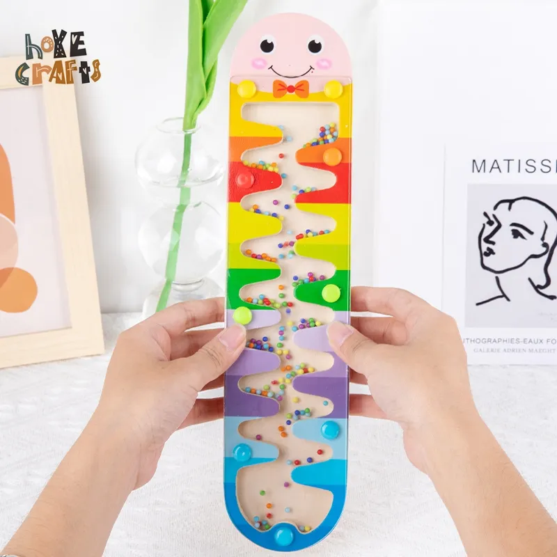 Top bright sensory training game for baby rainbow imitating rain toy wooden rain sound board