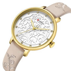 Montre pour femme avec logo personnalisé, design 9046, cadran en verre creux ultra-fin, étanche, quartz, bracelet en cuir, montre-bracelet pour étudiants - Product Image 2