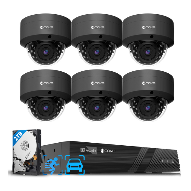 4COVR 4K NVR Security Camera System 6Pcs 8MP IP67 AI PoE IP Dome Camera 8-Channel Night Vision Commercial CCTV Surveillance