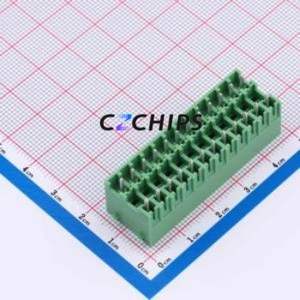 DB2EVHBG-3.81-2*12P-GN Plug-in Terminal Block Through hole,P=3.81mm Board-to-Board / Socket - Closed Snap Fixing 2x12P 3.81mm - Product Image 2