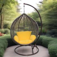 Fauteuil suspendu en rotin toutes saisons, une place, avec coussin amovible pour jardin et terrasse – Offre spéciale