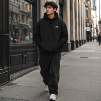 Sweat à capuche noir personnalisé avec logo brodé, en molleton de coton épais, coupe oversize, pour hommes et femmes, streetwear, OEM, nouveauté