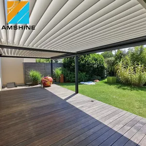 Zonnescherm Aluminium Buiten Elektrische Dak Lamellen Waterdichte Bogen Patio Pergola Luifel