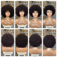Perruque Afro Naturelle Cheveux Humains Frisés Crépus de 6 à 16 Pouces pour Femmes Noires, Perruque Faite à la Machine Pleine Densité sans Lacet