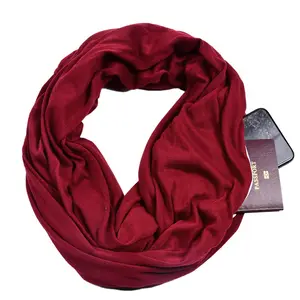 10 различных цветов двухслойный сплошной цвет бесконечности шарф с карманом на молнии