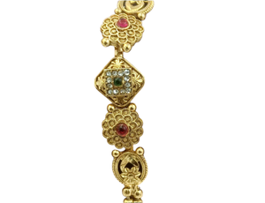 DIVYORO Traditional Floral Gold <b>Bracelet</b> Featuring <b>Ruby</b> Emerald Gemstone Design Premium Copper Brass Fashion Jewelry for Women - Product Image 3