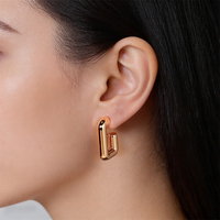 Boucles d'oreilles créoles épaisses légères en laiton Kirin, plaquées or électroformé et rhodium, boucles d'oreilles créoles tendance