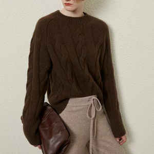 Áo len nữ dệt kim len dạ thời trang mới về, tay dài, dáng rộng, kiểu dáng cáp, áo len chui đầu mùa đông - Product Image 1